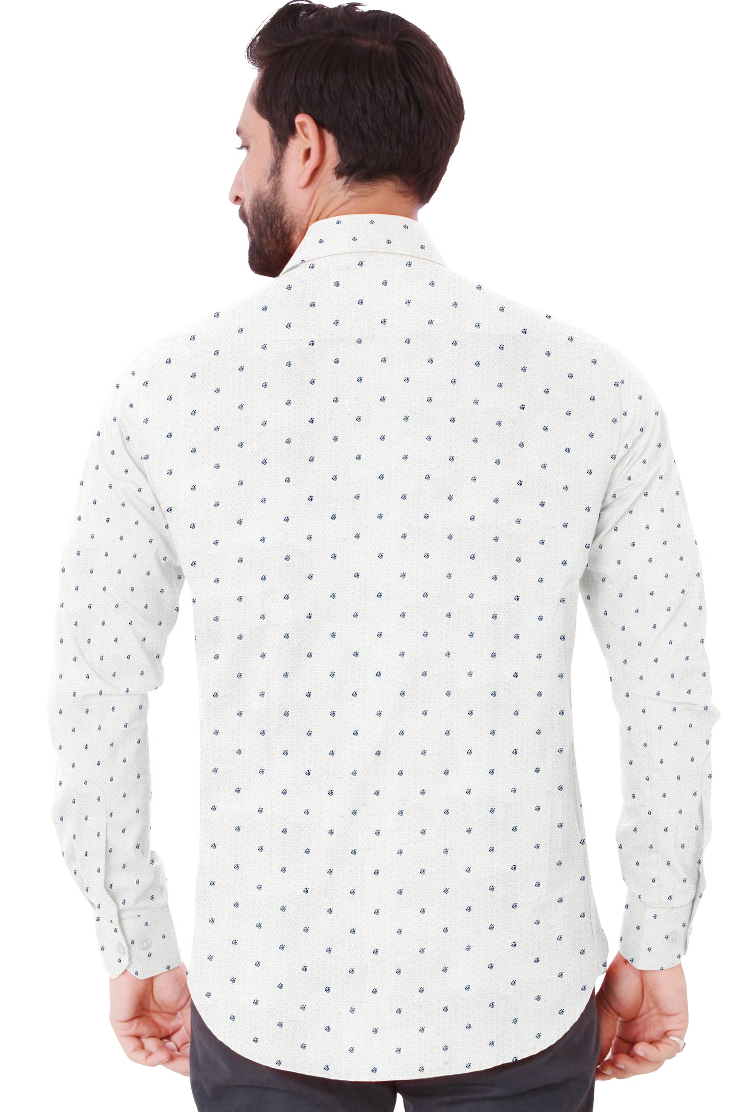 White Printed Casual Men' Shirt