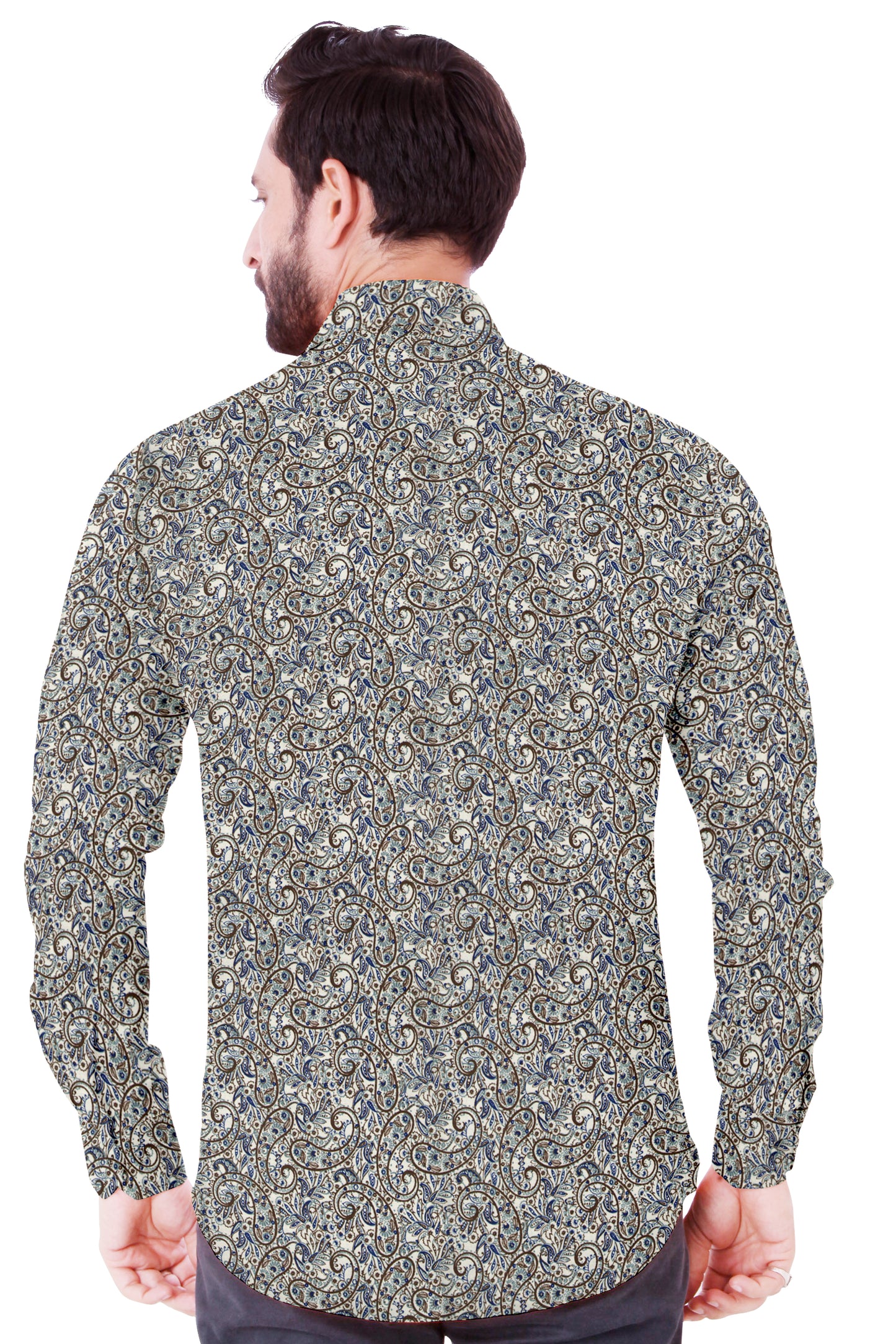 Men Printed Casual Grey Shirt