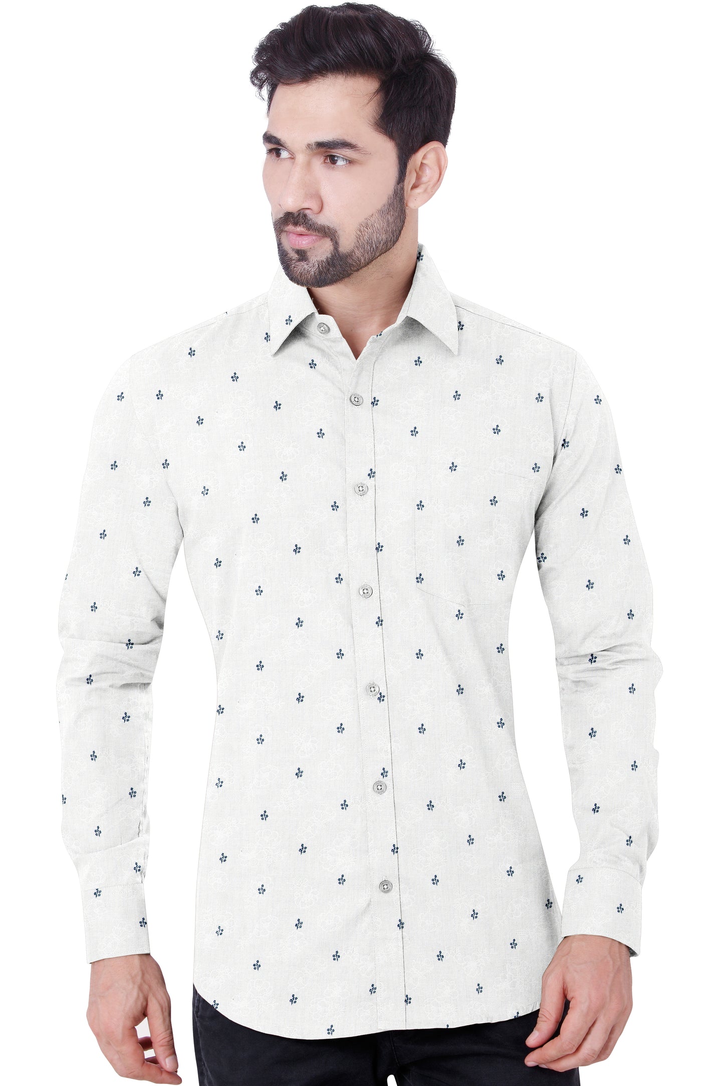 White Floral Men's Shirt