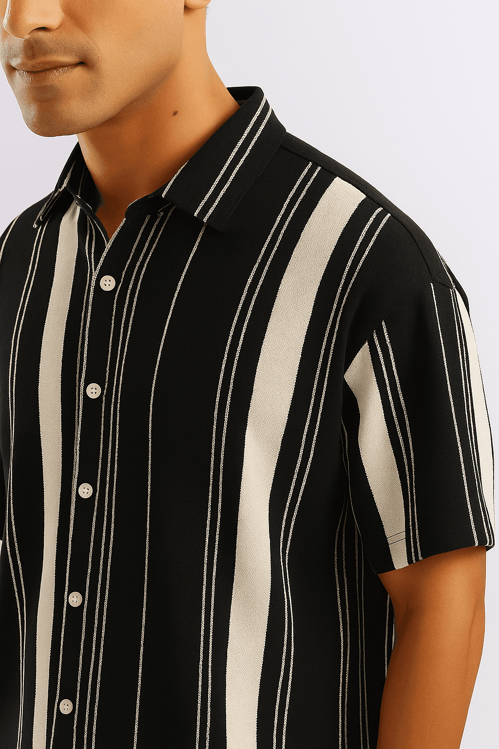 Black Urban Stripe Knit Shirt - styleflea