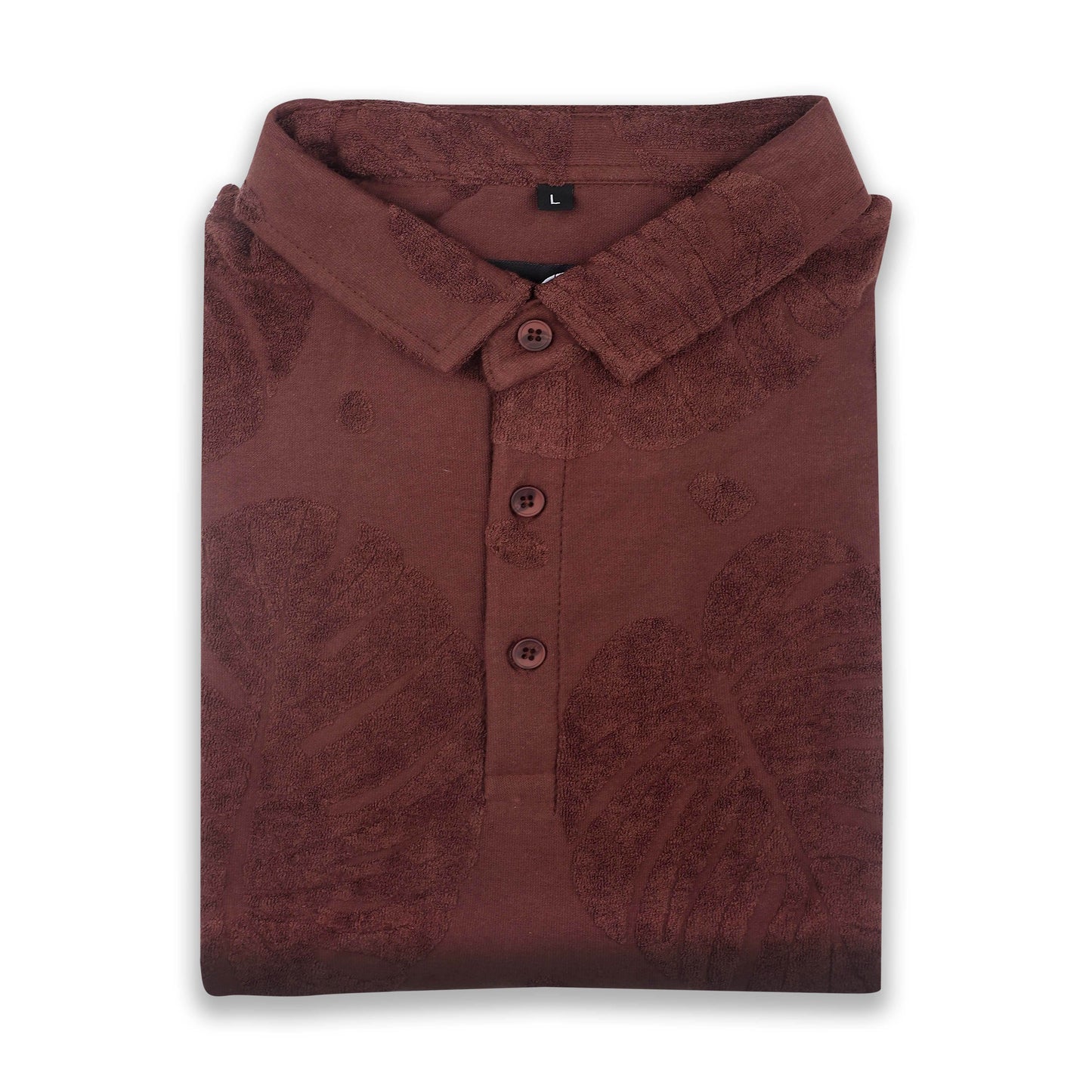 Maroon Leaf Pattern Polo T-Shirt - styleflea