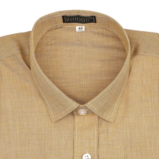 Coffee Gingham Cotton Shirt - styleflea