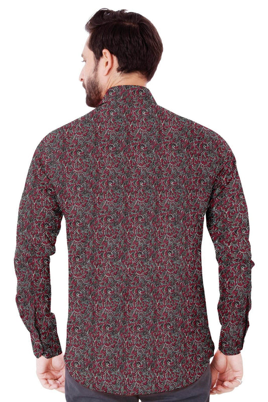 Crimson Paisley Cotton Shirt - styleflea