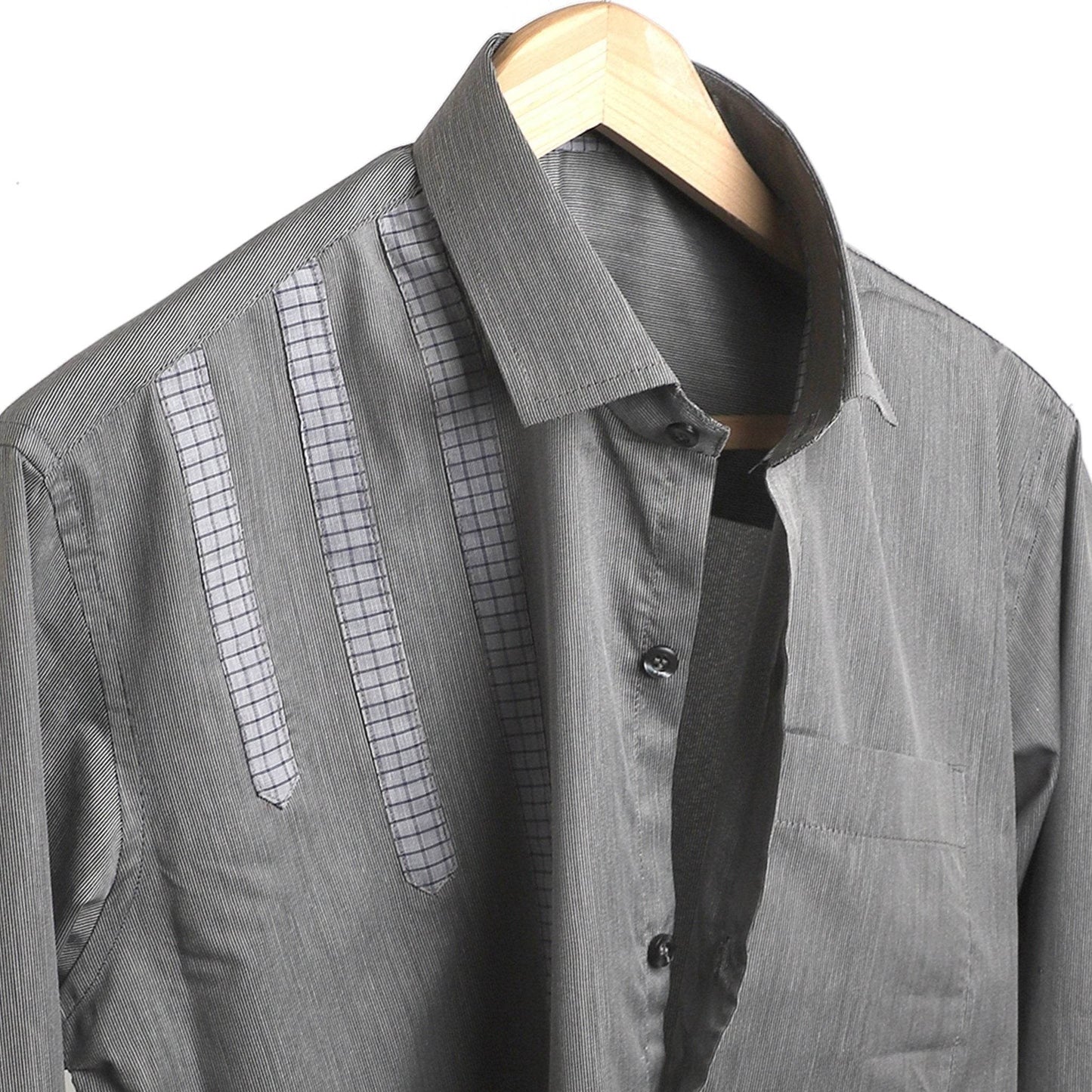 Dark Grey Stripes Cotton Shirt - styleflea
