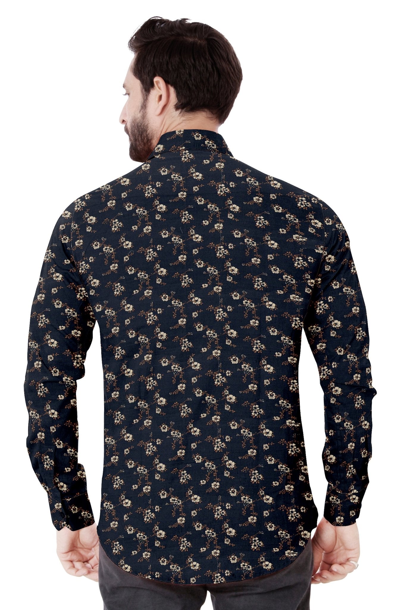 Floral Navy Printed Cotton Shirt
