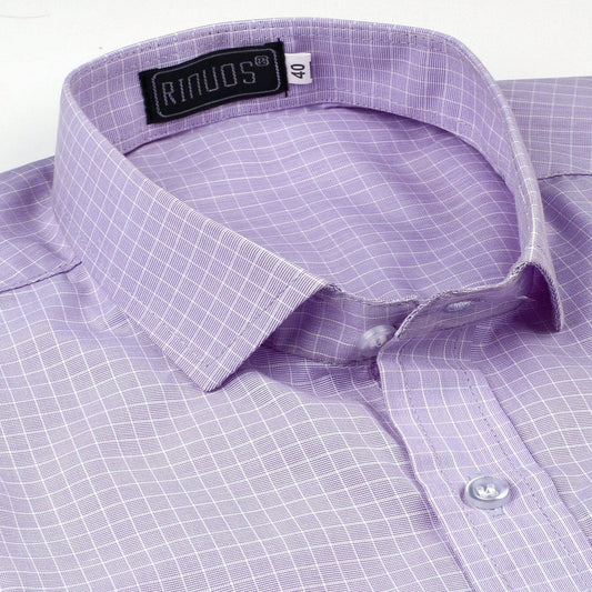 Lavender Checkered Cotton Shirt - styleflea