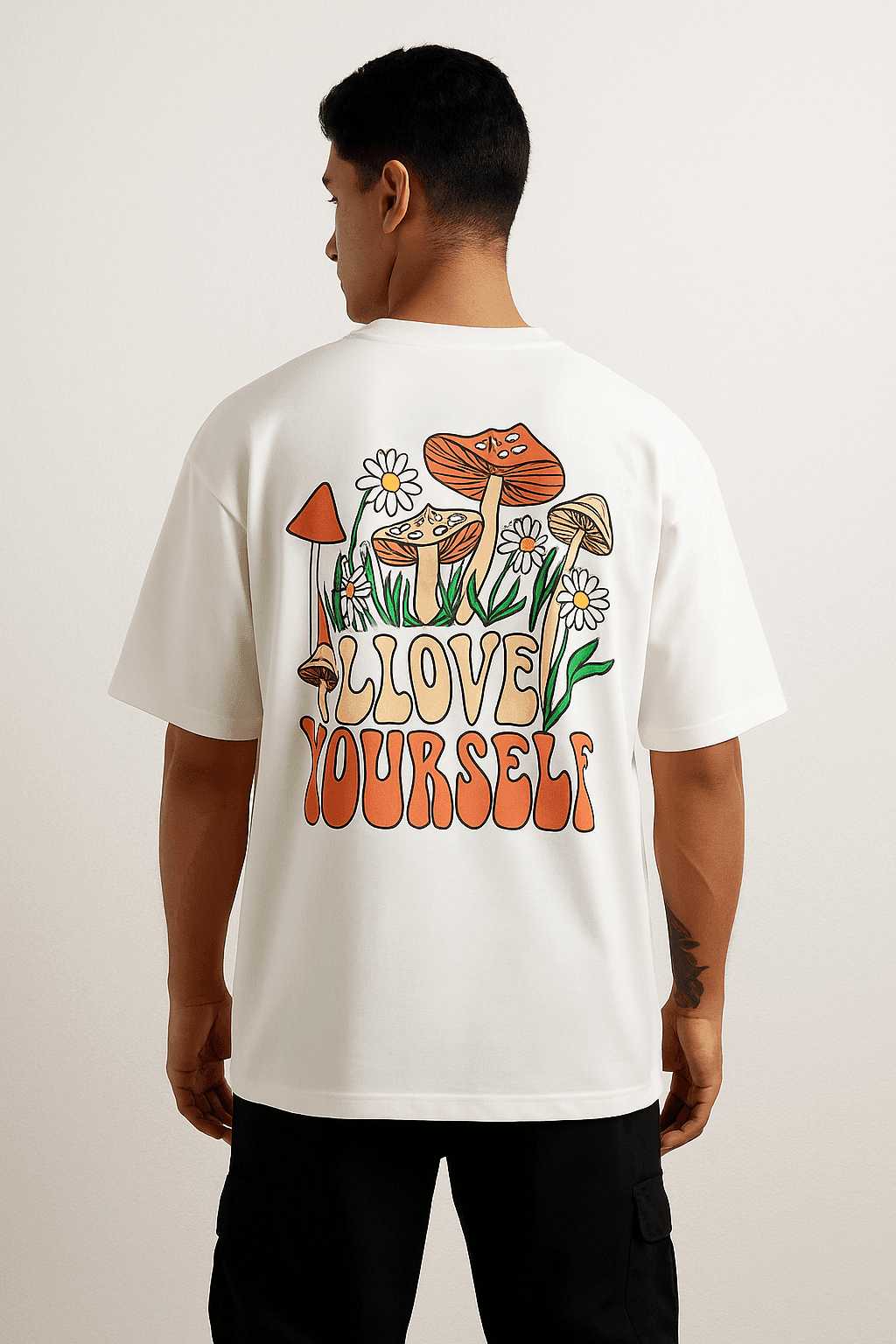 Love Yourself Drop Shoulder T-Shirt - White - styleflea