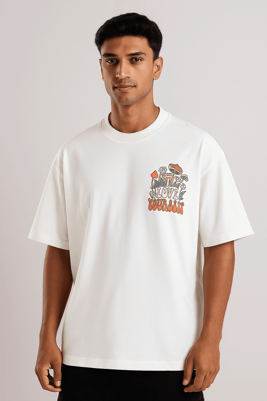 Love Yourself Drop Shoulder T-Shirt - White - styleflea