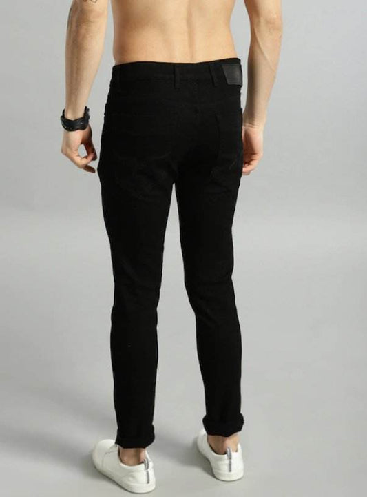 Men Black Skinny Fit Mid-Rise Clean Look Stretchable Jeans - styleflea