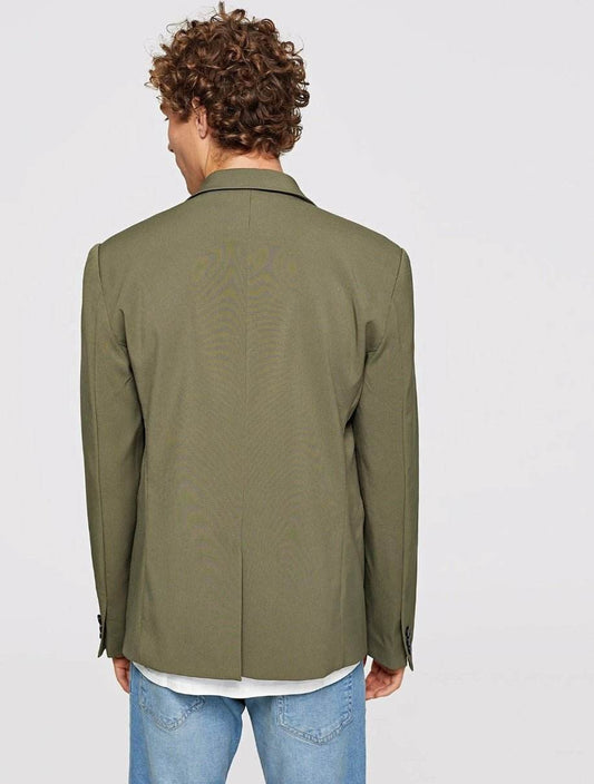 Men Button & Pocket Up Notched Neck Blazer - styleflea