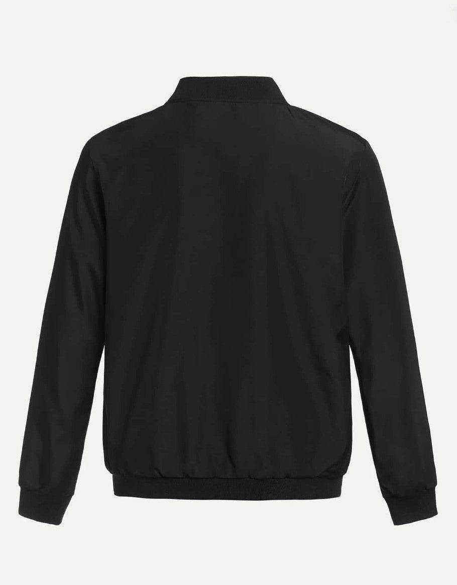 Men Elastic Trim Bomber Jacket - styleflea