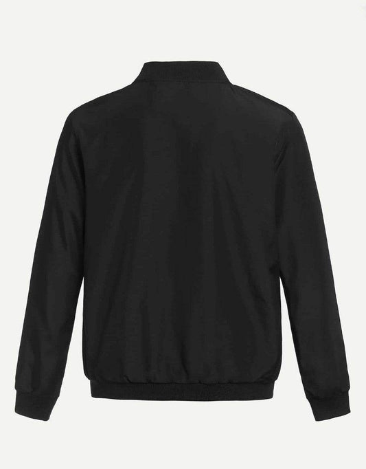 Men Elastic Trim Bomber Jacket - styleflea