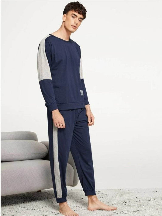 Men Letter Print Pajama Set - styleflea