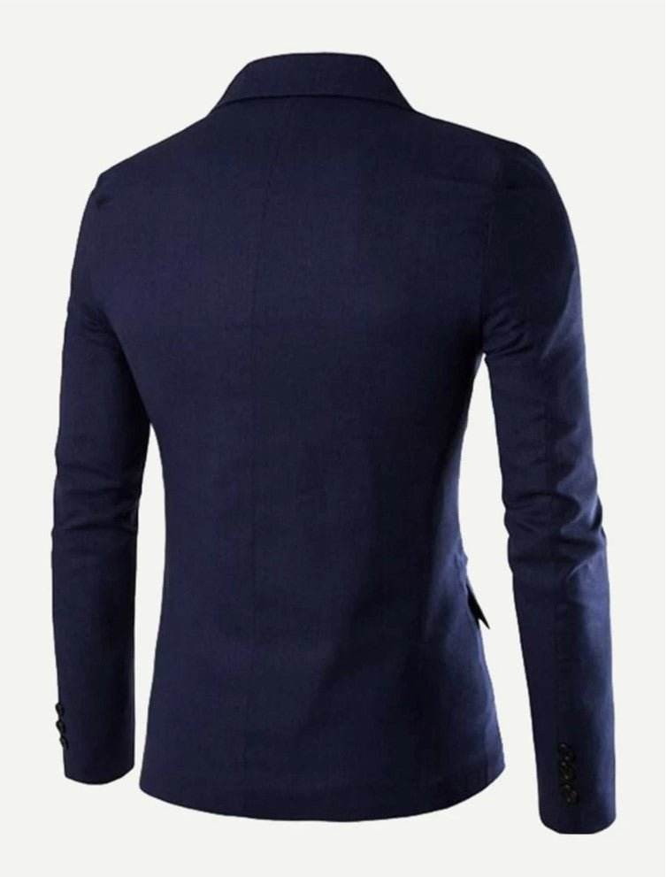 Men Plain Single Button Blazer - styleflea