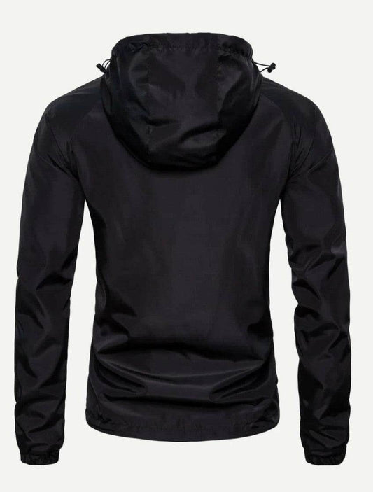 Men Solid Quarter Zip Hooded Anorak Jacket - styleflea