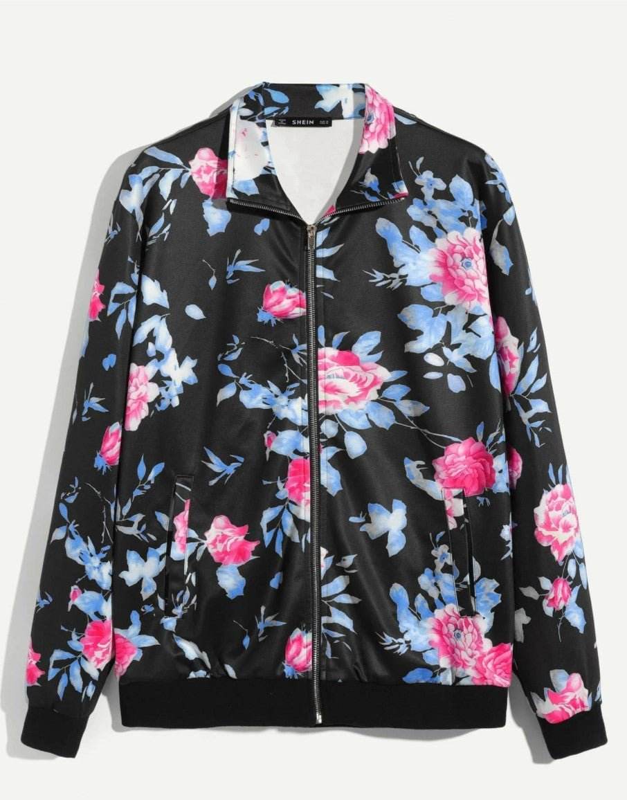 Men's Zip Up Floral Jacket Styleflea – styleflea - Main Image