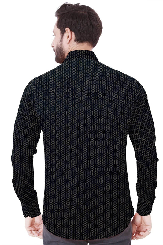 Men's Black Printed Cotton Shirt - styleflea