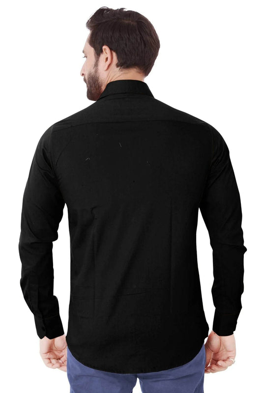 Midnight Black Cotton Shirt - styleflea