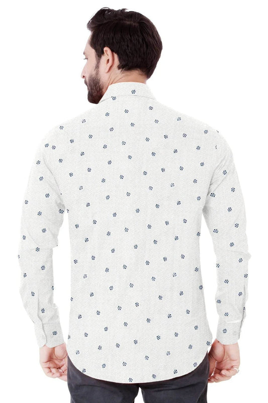 Modern White Print Cotton Shirt - styleflea