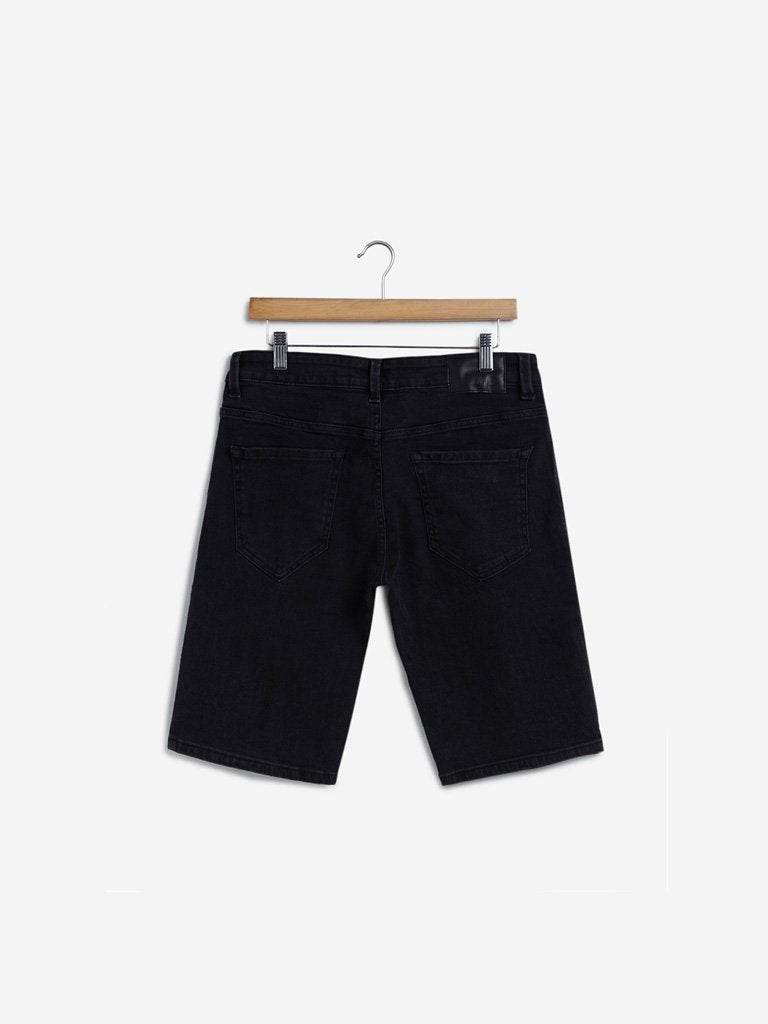 Black Distressed Slim-Fit Hendrix Shorts - styleflea