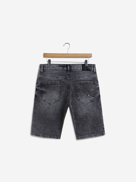 Grey Distressed Slim-Fit Hendrix Shorts - styleflea