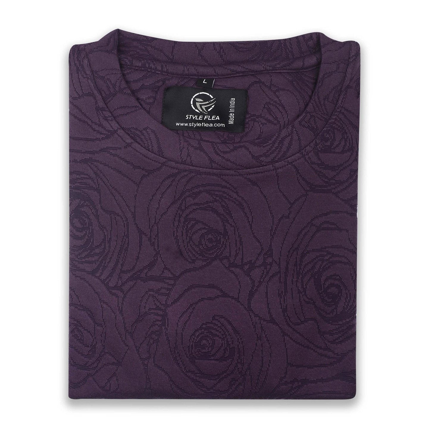 Purple Rose Embossed Drop Shoulder T-Shirt - styleflea