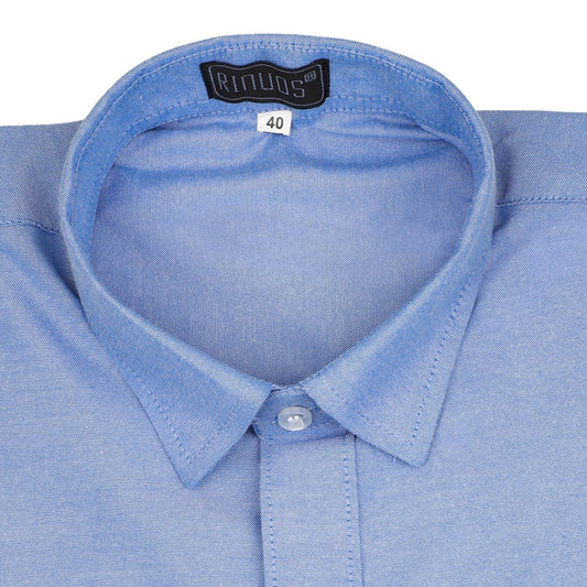 Skylight Blue White Pocket Cotton Shirt - styleflea