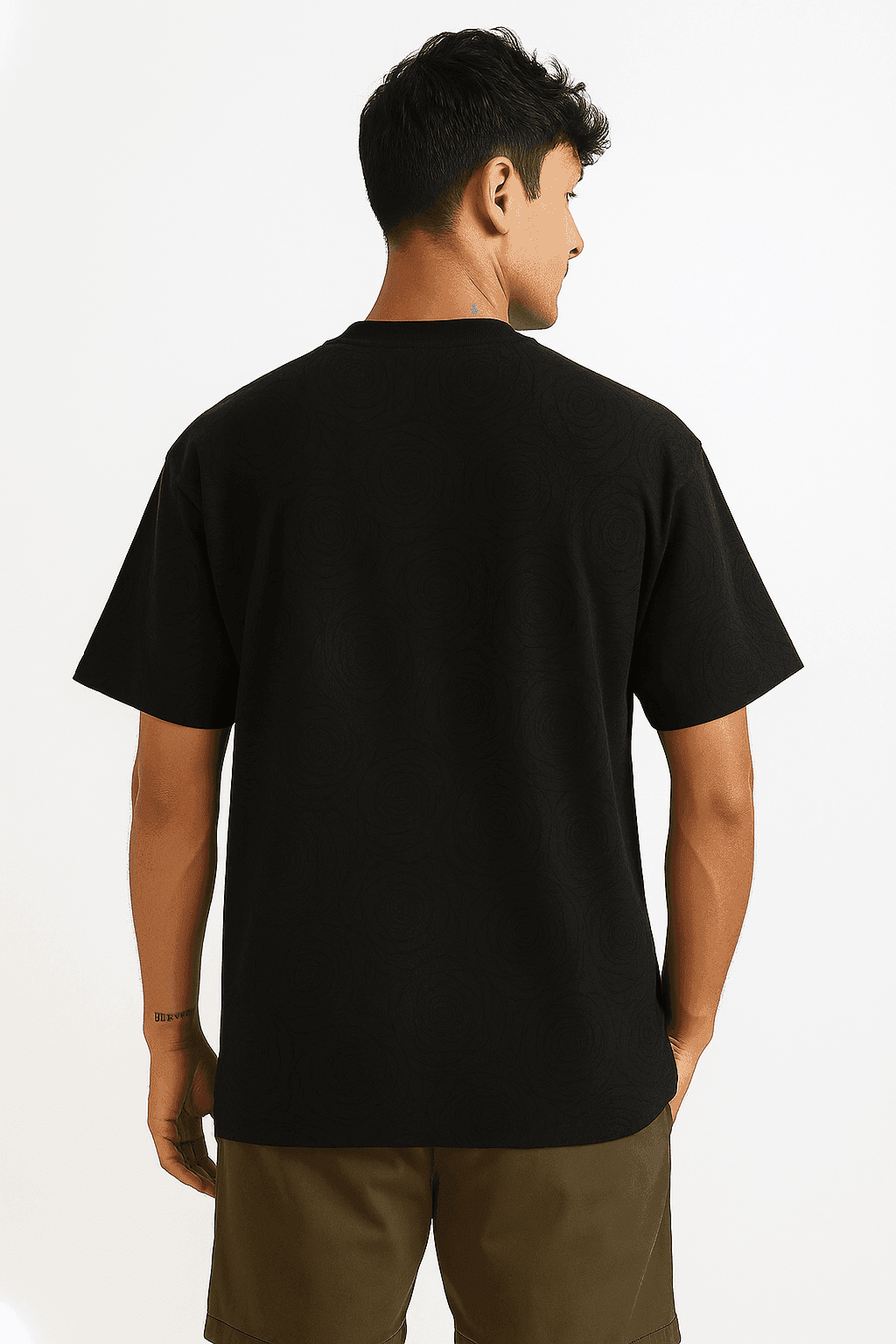 Midnight Rose Embossed Drop Shoulder T-shirt - styleflea