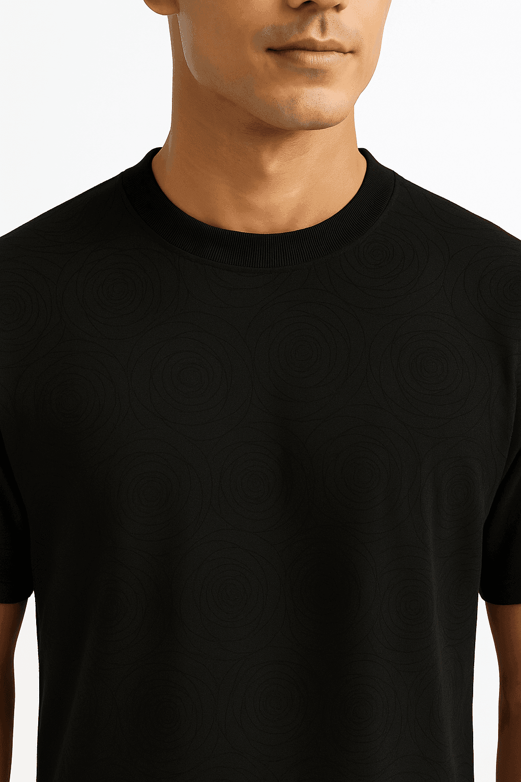 Midnight Rose Embossed Drop Shoulder T-shirt - styleflea