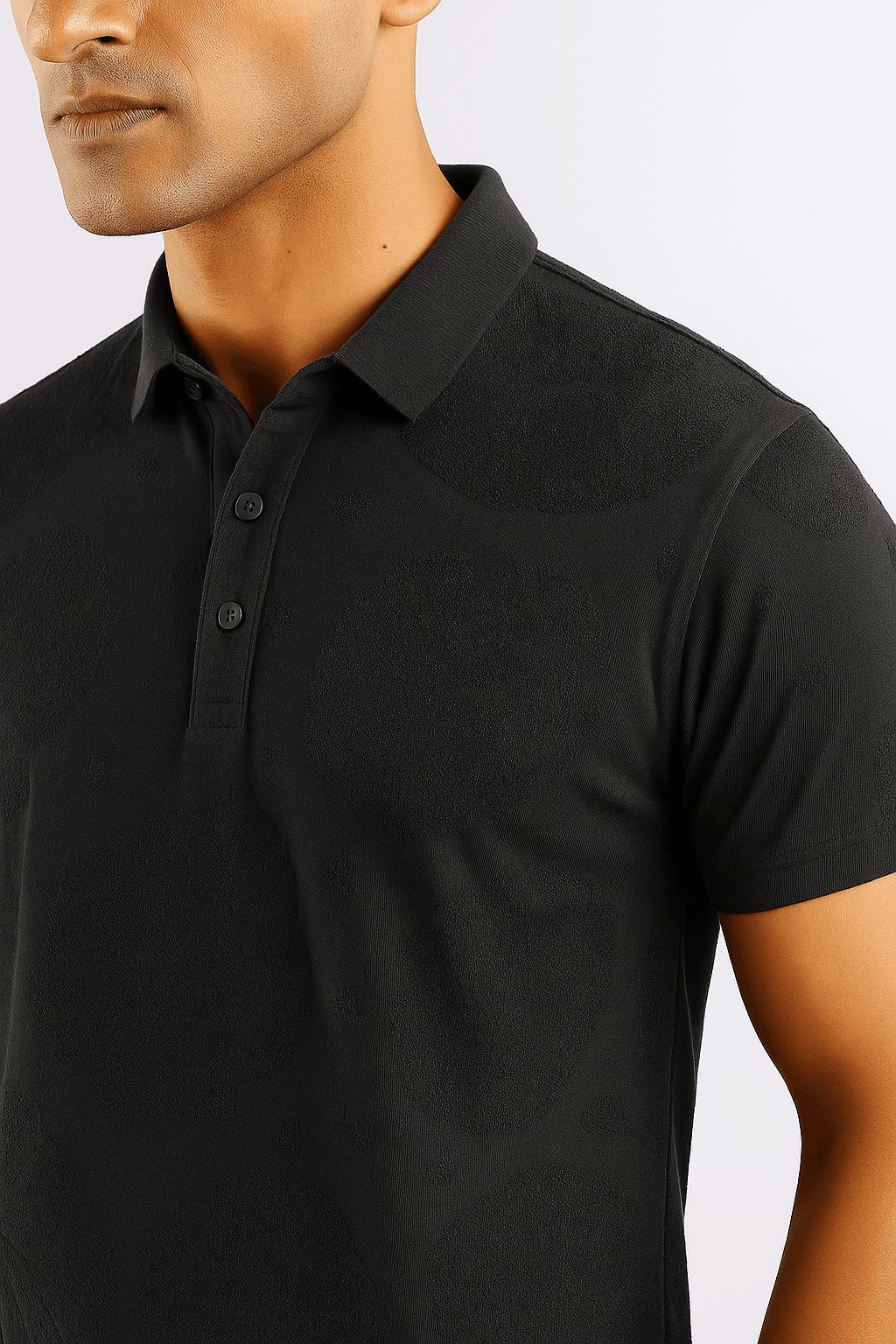 Charcoal Leaf Pattern Polo T-Shirt - styleflea