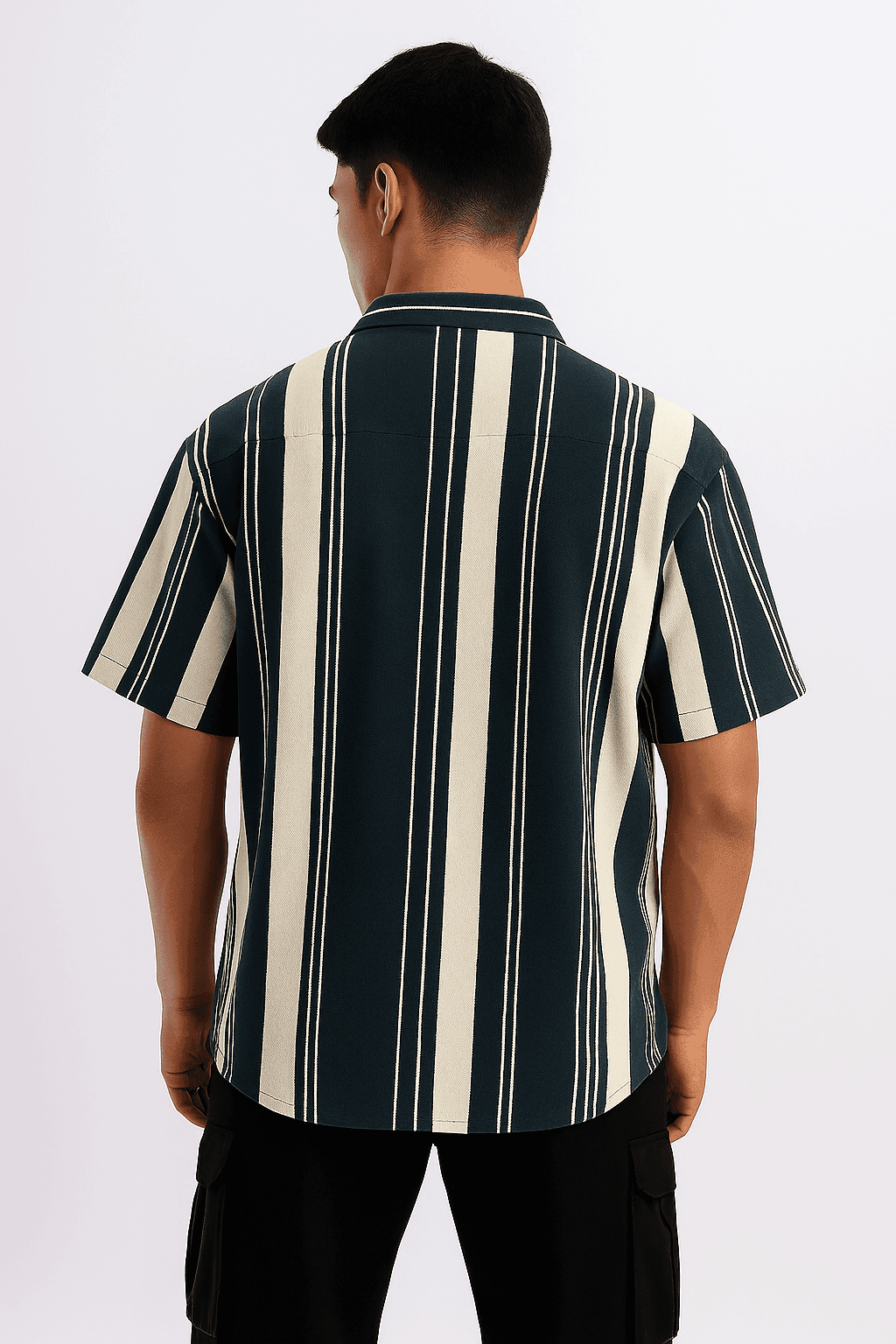 Dark Green Urban Stripe Knit Shirt - styleflea