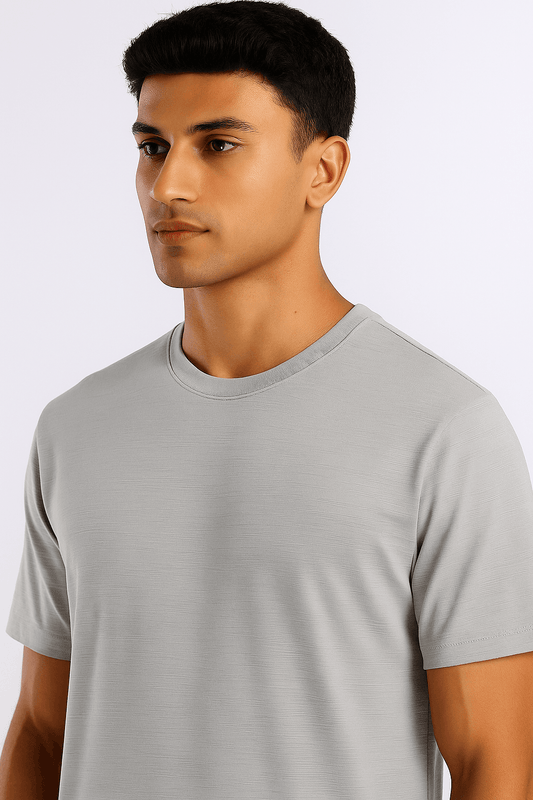 Gray Ribbed T-Shirt – Ultra Stretch Edition - styleflea