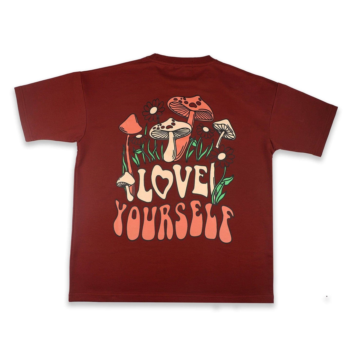 Love Yourself Drop Shoulder T-Shirt – Burgundy - styleflea