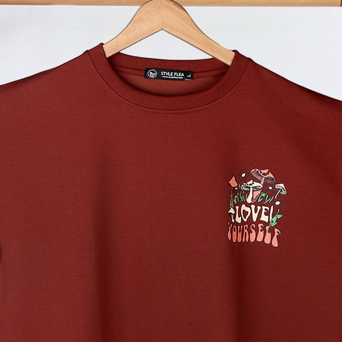 Love Yourself Drop Shoulder T-Shirt – Burgundy - styleflea