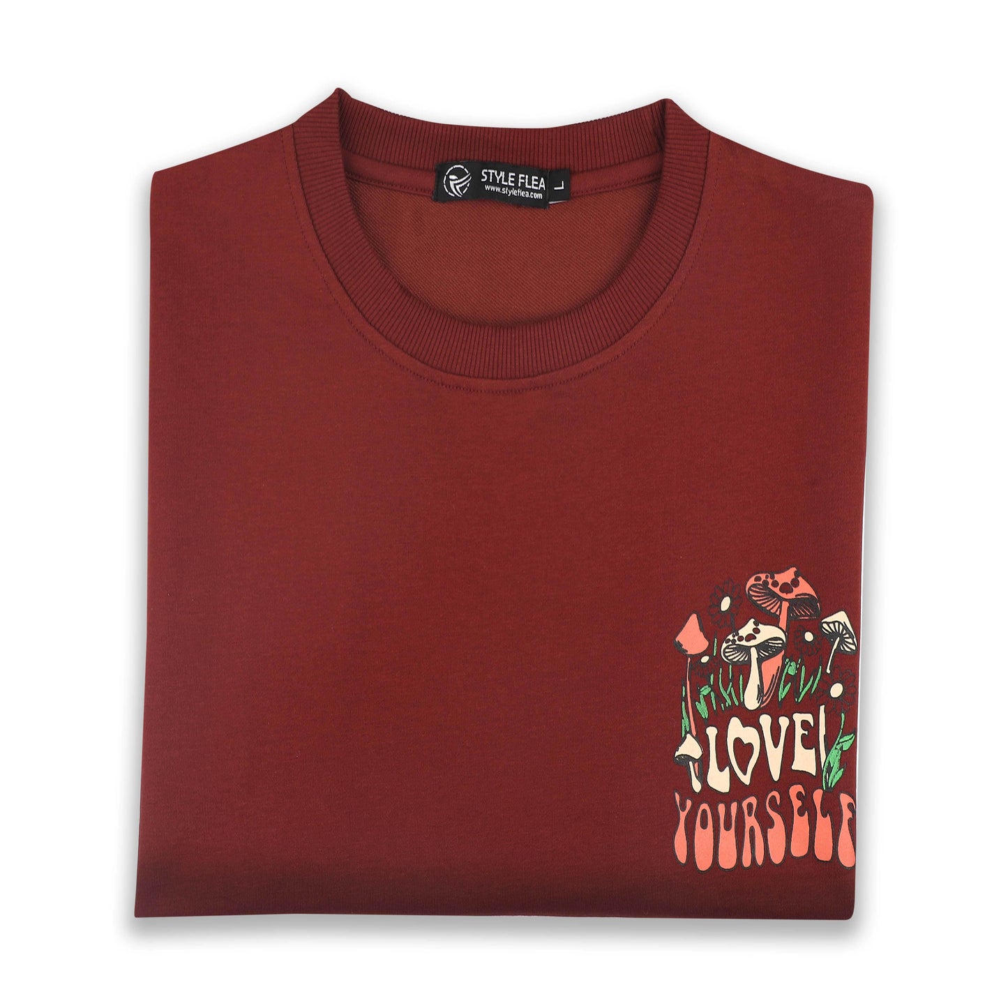 Love Yourself Drop Shoulder T-Shirt – Burgundy - styleflea