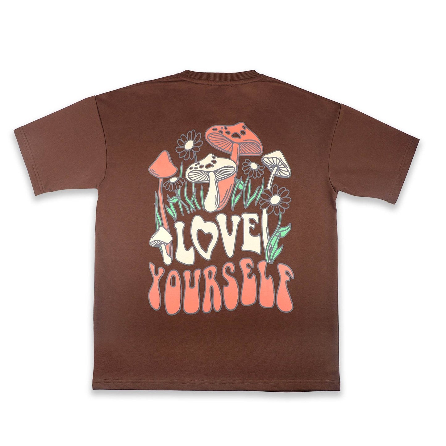 Love Yourself Drop Shoulder T-Shirt - Earthy Brown - styleflea