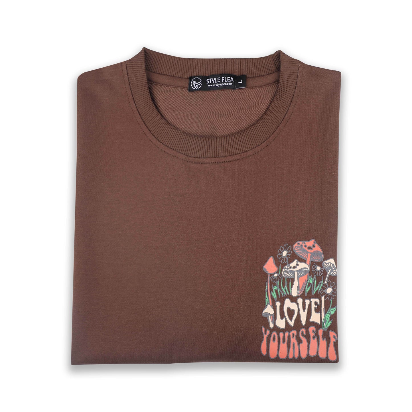 Love Yourself Drop Shoulder T-Shirt - Earthy Brown - styleflea