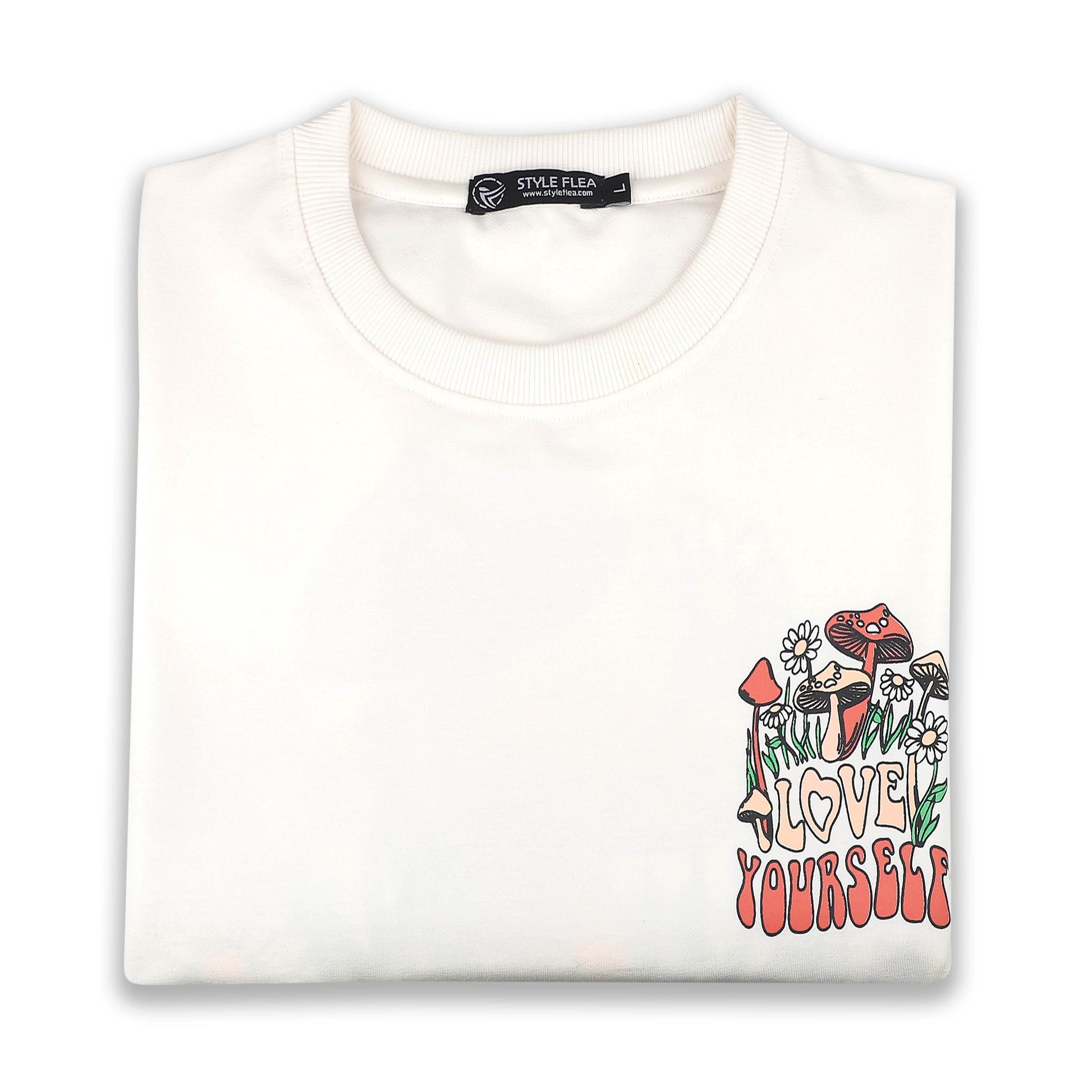 Love Yourself Drop Shoulder T-Shirt - White - styleflea