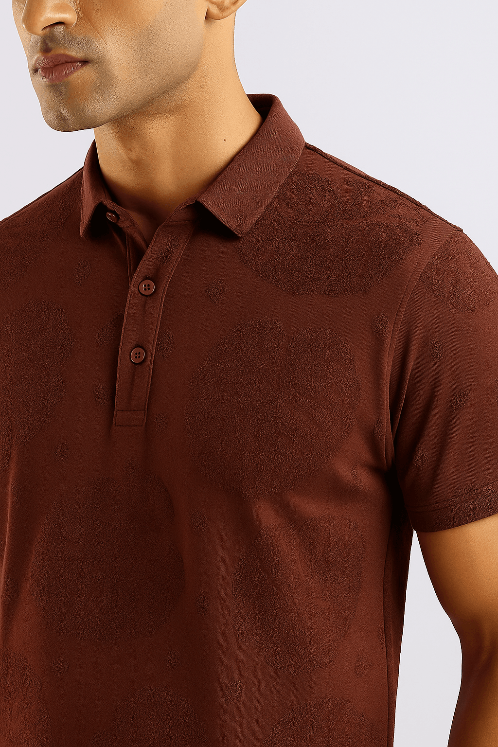 Maroon Leaf Pattern Polo T-Shirt - styleflea