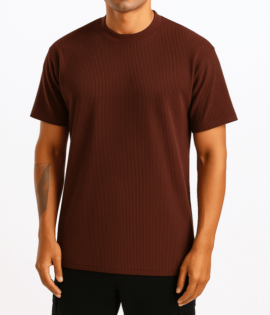 Maroon Ribbed T-Shirt – Ultra Stretch Edition - styleflea
