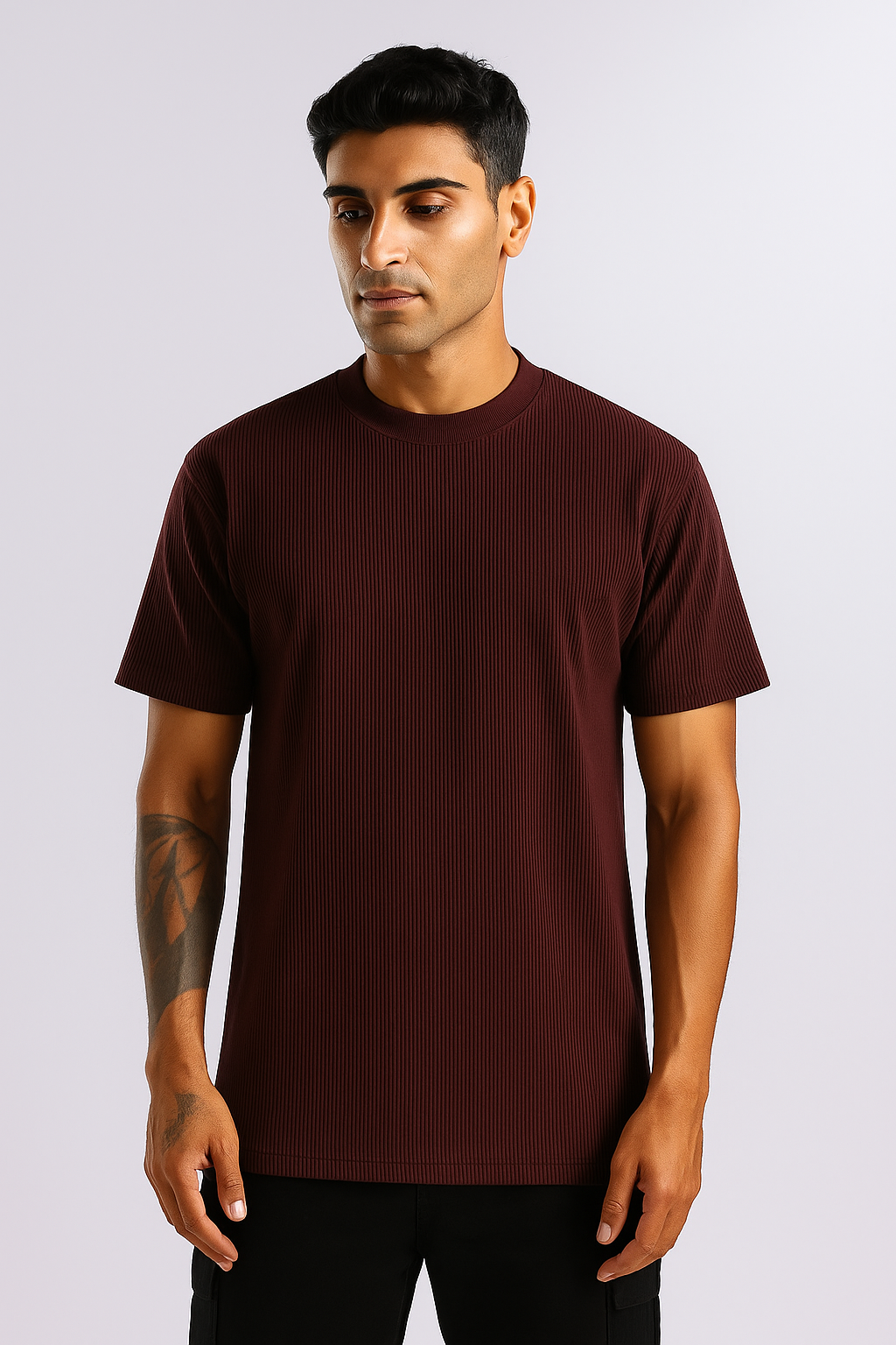 Maroon Ribbed T-Shirt – Ultra Stretch Edition