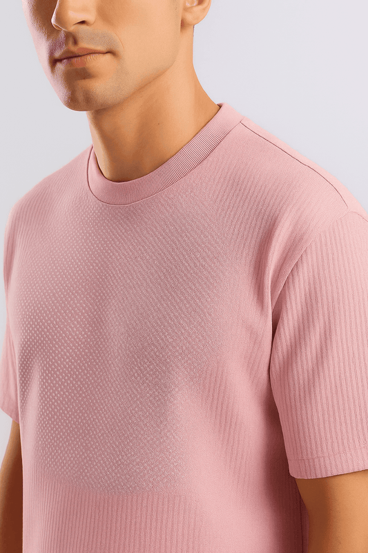 Pink Ribbed T-Shirt - Ultra Stretch Edition - styleflea