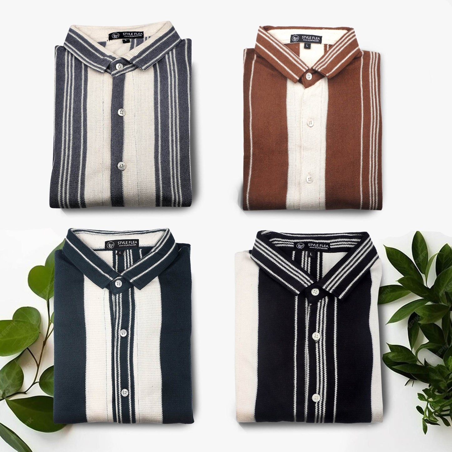 Earthy Brown Urban Stripe Knit Shirt - styleflea