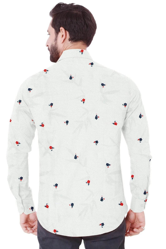 White Floral Cotton Shirt - styleflea