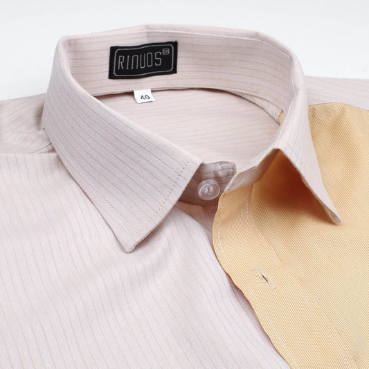 Yellow & Peach Colorblock Cotton Shirt - styleflea