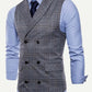 Men Double Breasted Plaid Waistcoat (ONLY VEST/NO SHIRT & TIE)