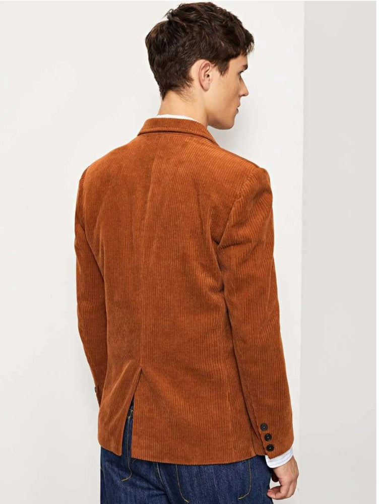 Men Single Breasted Pocket Patched Blazer