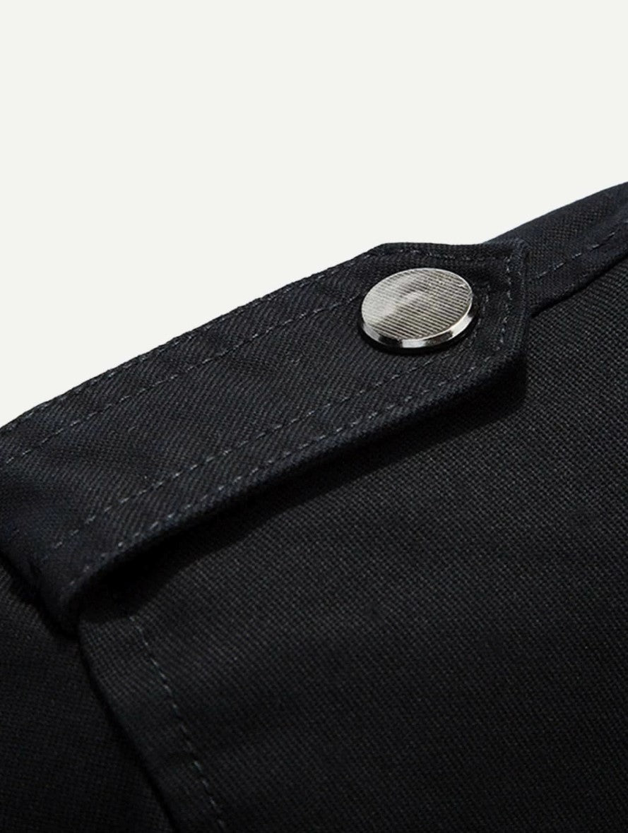 Men Stand Neck Zipper Fly Solid Jacket