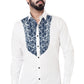 White Blue Patchwork Mid-Torso Design