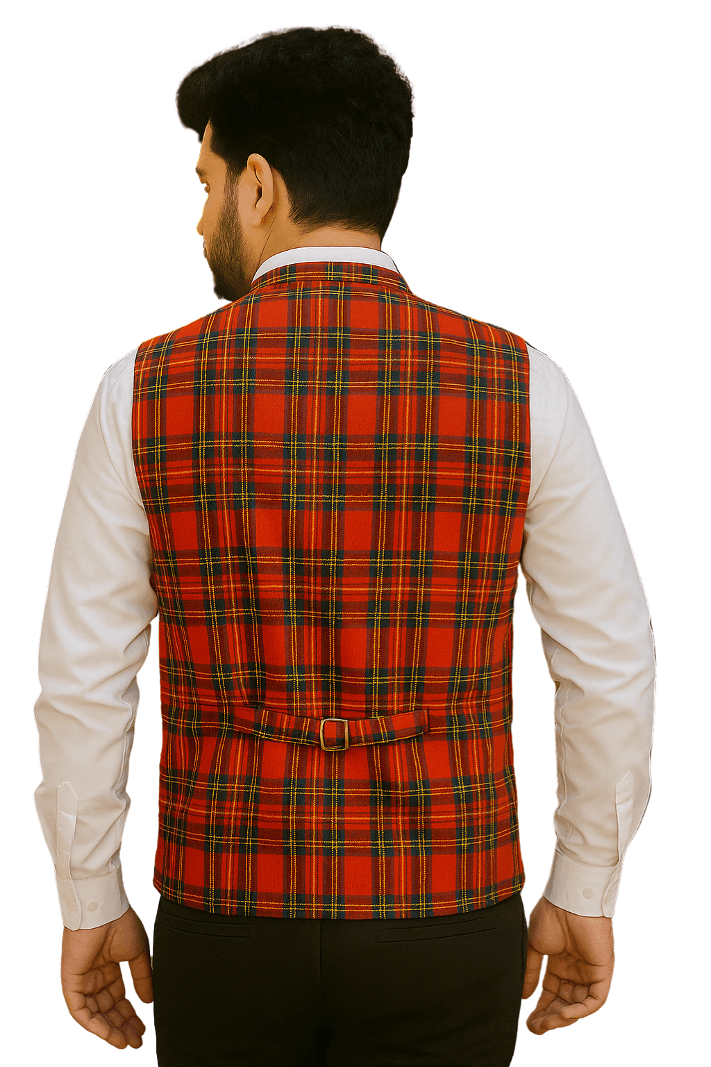 Vintage Plaid Red Regular Formal Waistcoat - styleflea